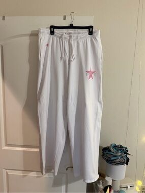Barbie White Sweatpants with Pink Logo